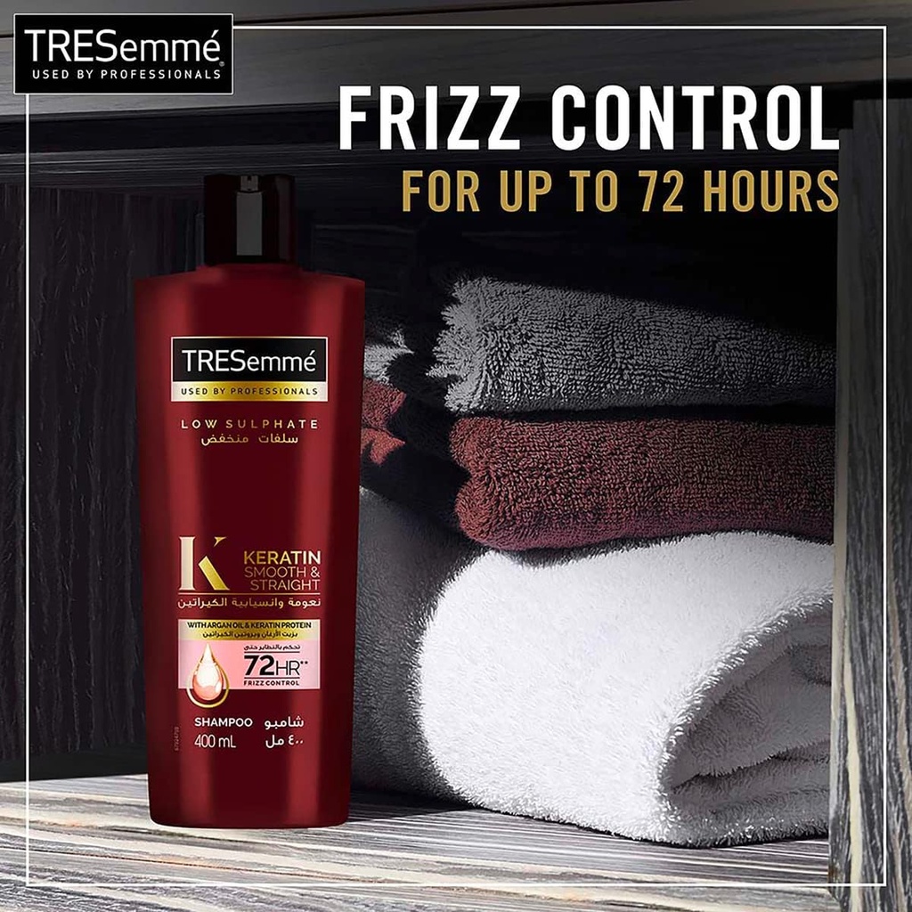 Tresemmé Keratin Smooth & Straight Shampoo With Argan Oil Enjoy Up To 72 Hours Of Frizz Control 400ml