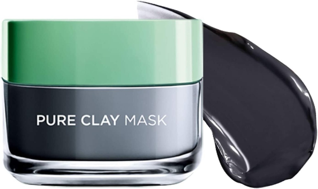 L'oréal Paris Pure Clay Black Face Mask With Charcoal, Detoxifies & Clarifies, 50 ml