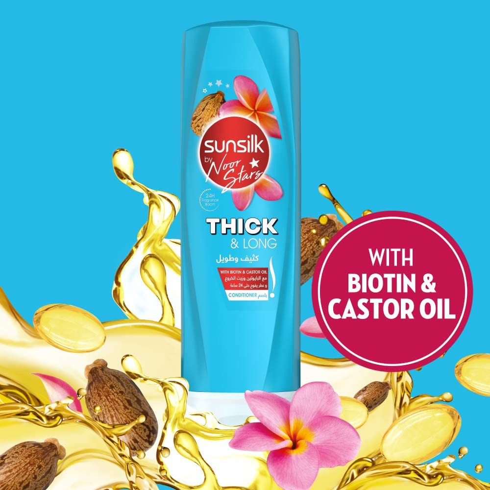 Sunsilk Noor Stars Conditioner With Biotin & Castor Oil For Thick & Long Hair, 350ml