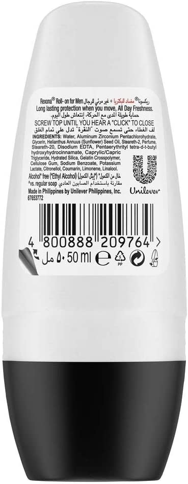 Rexona Antiperspirant Roll-on Antibacterial Invisible For Men, 50ml