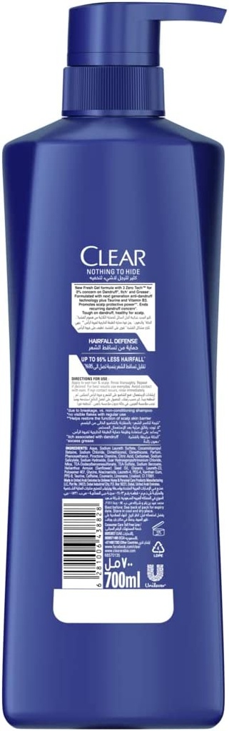 Clear Men's Anti-dandruff Shampoo Hair Fall Defence, 700ml