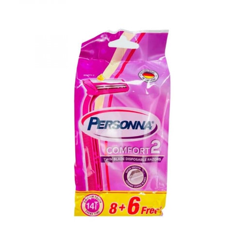 Persona Comfort 2 Double Edge Women&#39;s Razors With Aloe Vera And Vitamin E 8+6 Razors