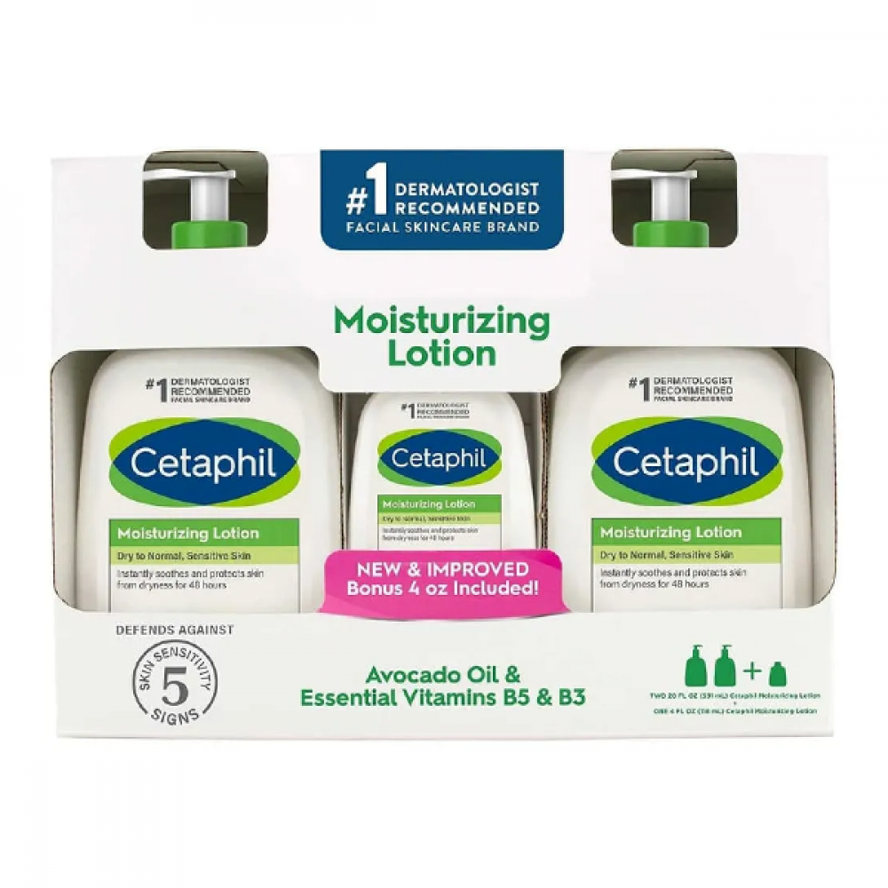 Cetaphil - Moisturizing Lotion Body & Face With Avocado Oil | 2+1 Set | 20+20+4 Oz