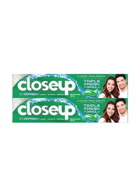 Closeup Menthol Fresh Toothpaste, 2 x 75ml