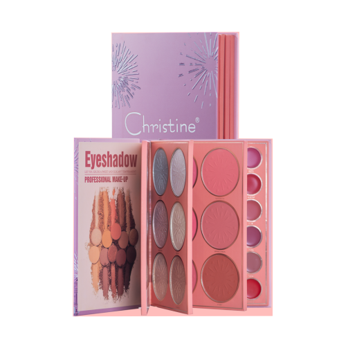 Christine 4 In 1 Palette Notebook Eye Shadow + Highlighter + Blush + Lipstick Ch-k2311