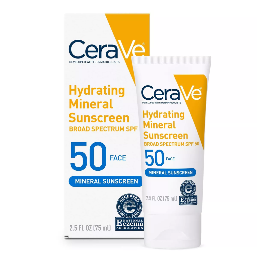 Cerave Hydrating 100% Mineral Sunscreen For Face - Spf 50 - 2.5 Fl Oz