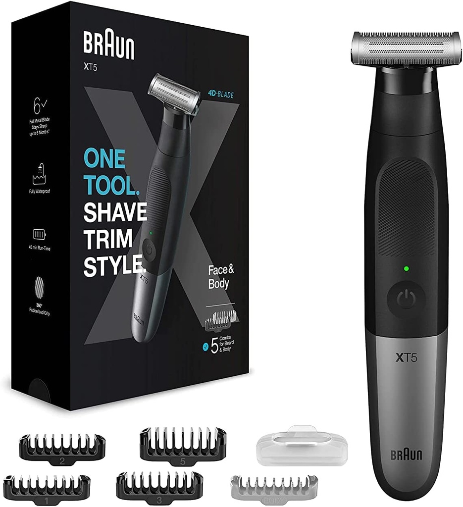 Braun Series X Xt5100 Wet & Dry All-in-one Tool Electric Razor & Beard Trimmer With 5 Attachments Black / Silver