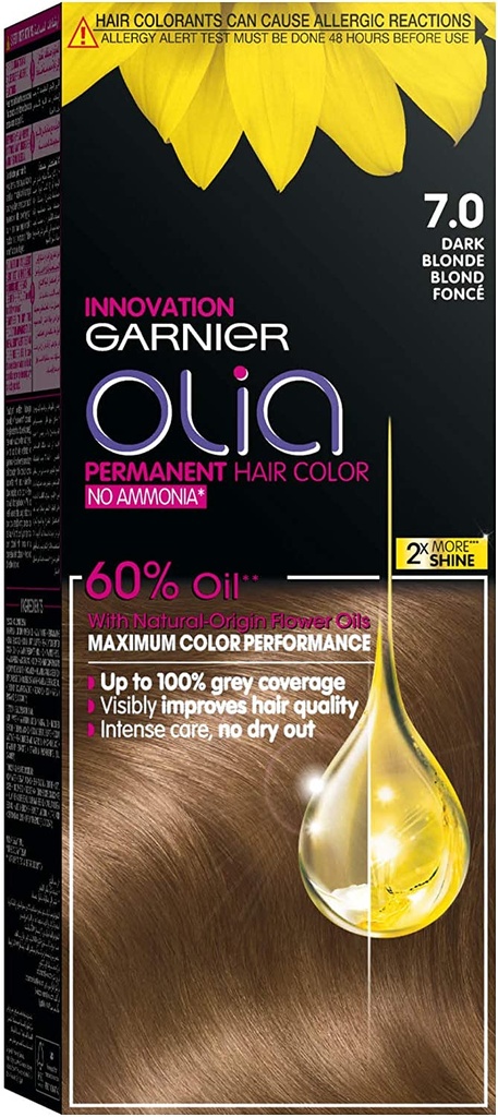 Garnier Olia No Ammonia Permanent Hair Color With 60% Oils 7.0 Dark Blonde