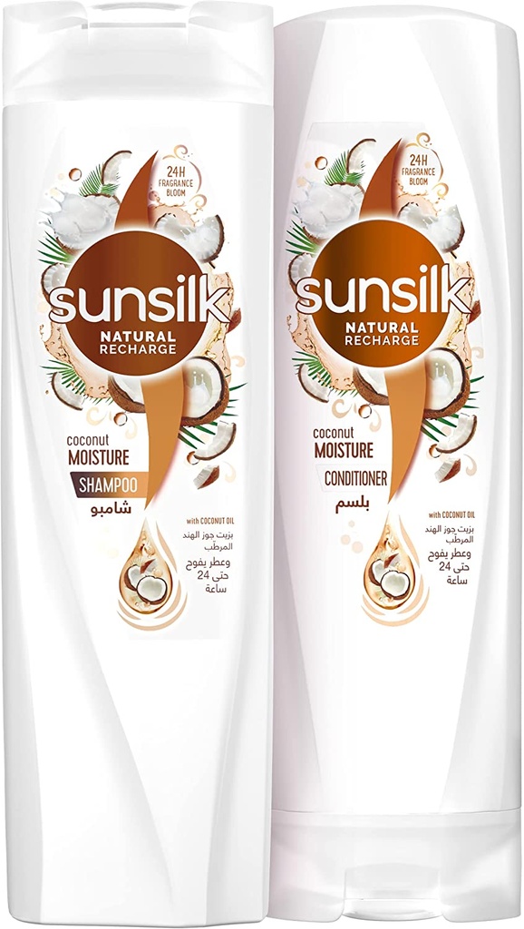 Sunsilk Natural Shampoo & Conditioner For Deep Moisturizing Of Dry Hair With Coconut Oil 24hr Fragrance (400ml + 320ml)