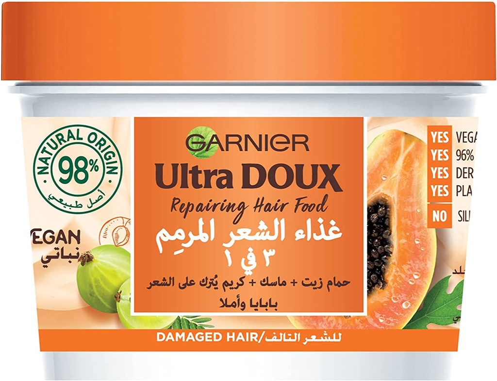 Garnier Ultra Doux Repairing Papaya 3-in-1 Hair Food For Damaged Hair 390ml