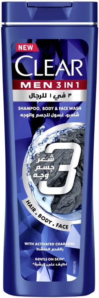 Clear Men 3 In 1 Hair face And Body With Activated Charcoal 200ml