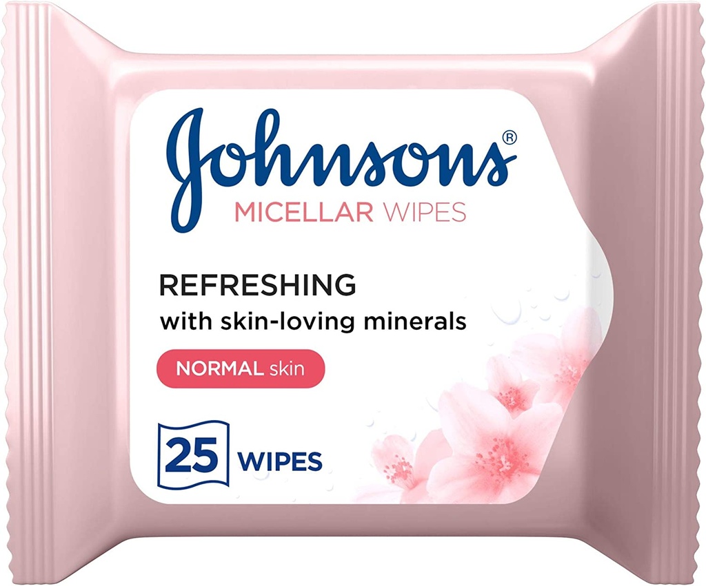 Johnson’s Cleansing Facial Micellar Wipes Refreshing Normal Skin Pack Of 25 Wipes
