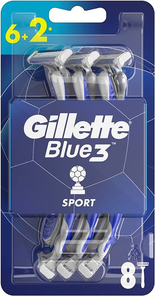 Gillette Blue 3 Disposable Razors With Comfort Gel For Men - 8 Pieces