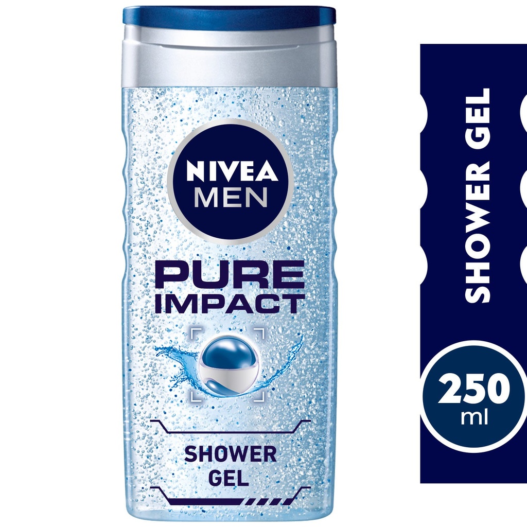 Nivea Men 3in1 Shower Gel Body Wash Pure Impact Fresh Scent 250ml