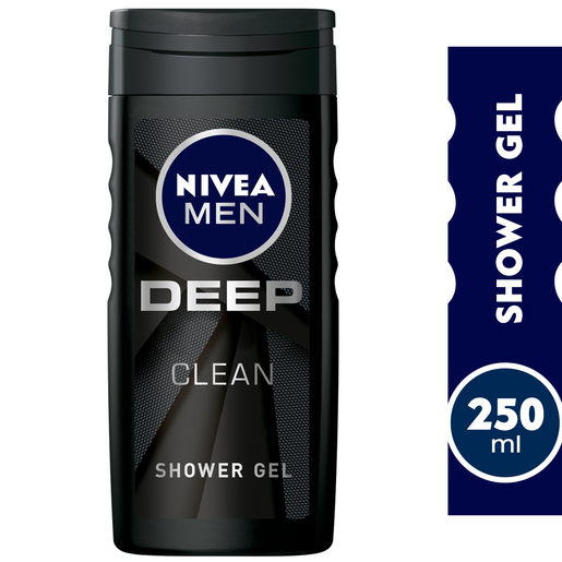 Nivea Men 3in1 Shower Gel Body Wash Deep Micro-fine Clay Woody Scent 250ml