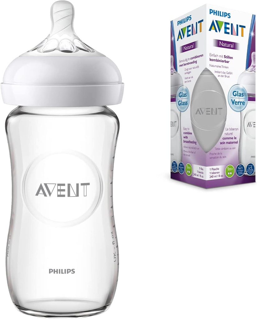 Philips Avent Natural Feeding Bottle Glass 240ml X1 (scf053/17)