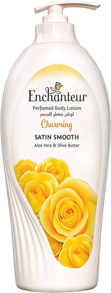 Enchanteur Satin Smooth- Charming Lotion With Aloe Vera & Olive Butter For Satin Smooth Skin For All Skin Types 500ml