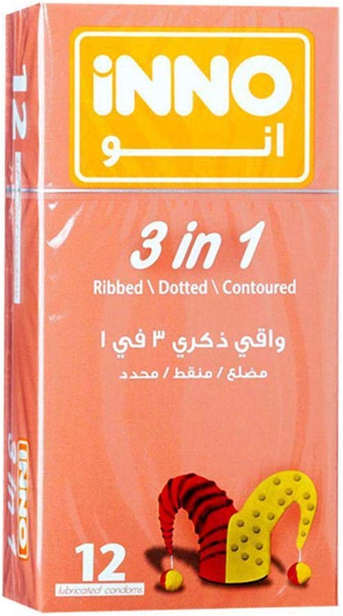 Inno Contoured Ribbed And Dotted Condoms 12-pieces