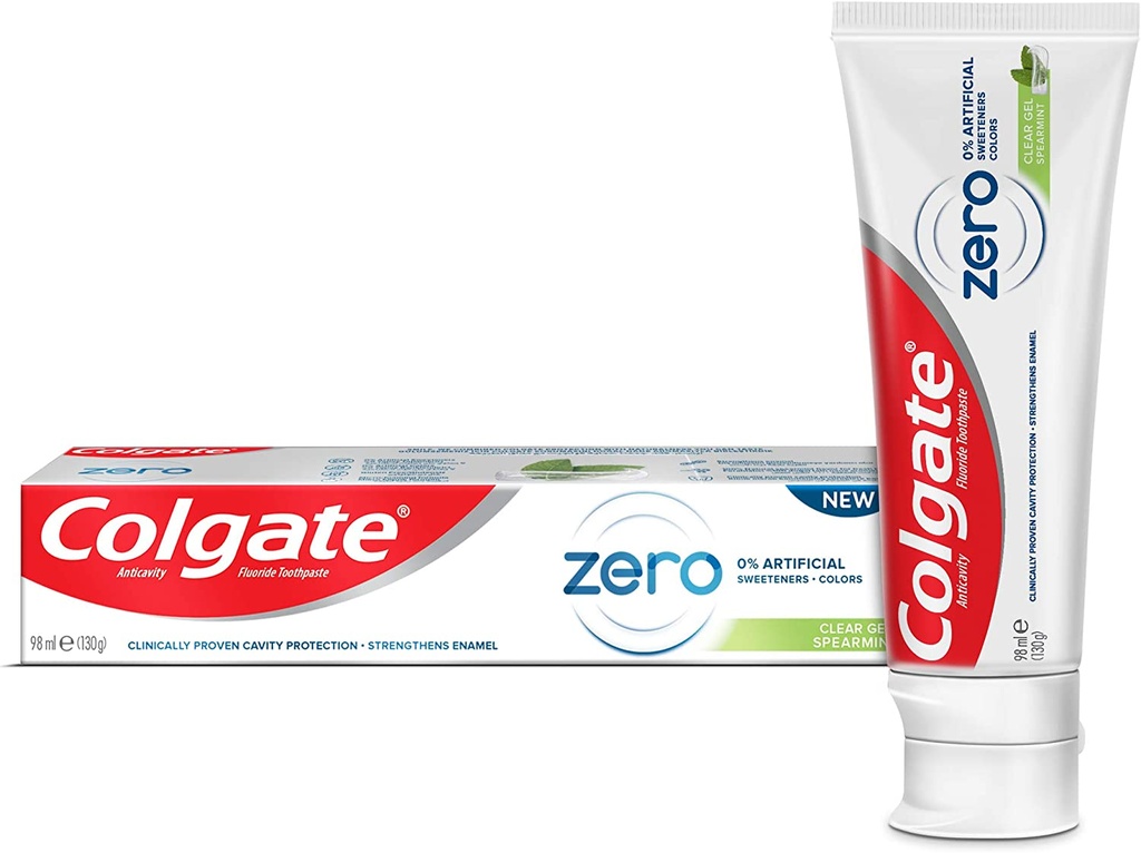 Colgate Zero % Artificial Colours And Sweeteners Spearmint Clear Gel Toothpaste 98ml