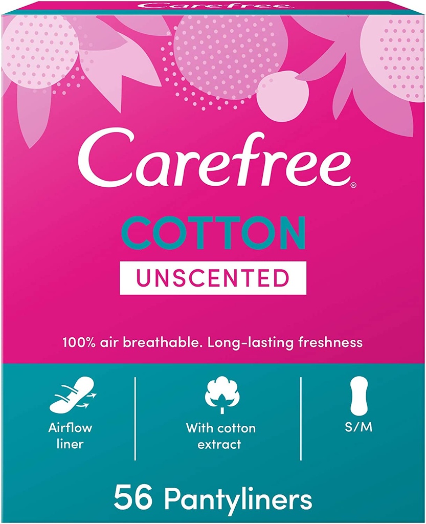 Carefree Panty Liners Cotton Unscented Pack Of 56