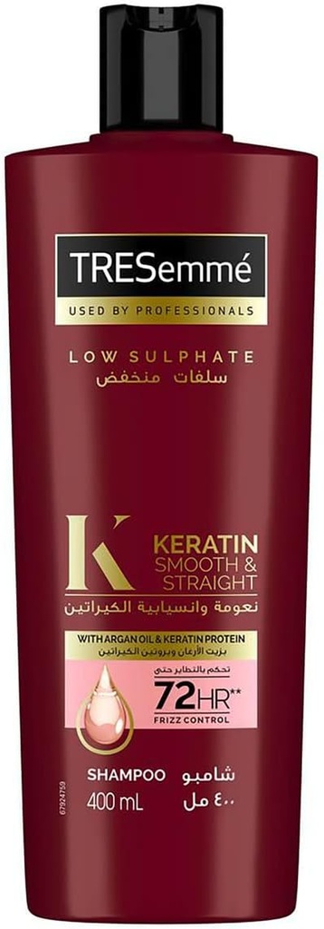 Tresemmé Keratin Smooth & Straight Shampoo With Argan Oil Enjoy Up To 72 Hours Of Frizz Control 400ml