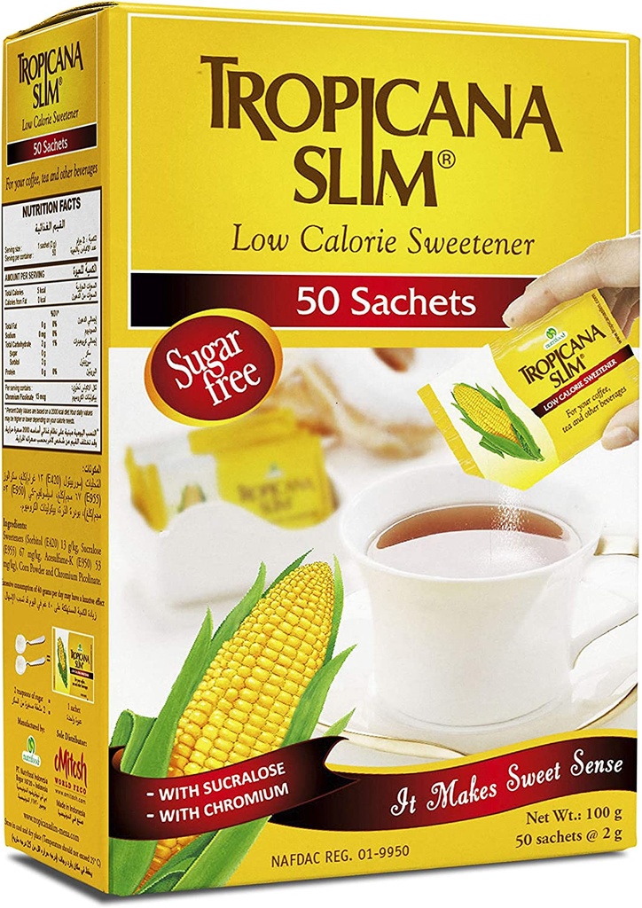 Tropicana Slim Low Calorie Sweetener 24x50 Sachets - Pack Of 1 100 Gm 2724565251896