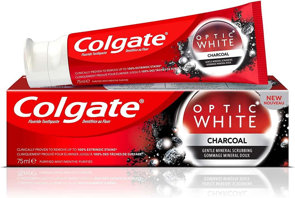 Colgate Optic White Charcoal Whitening Toothpaste - 75ml