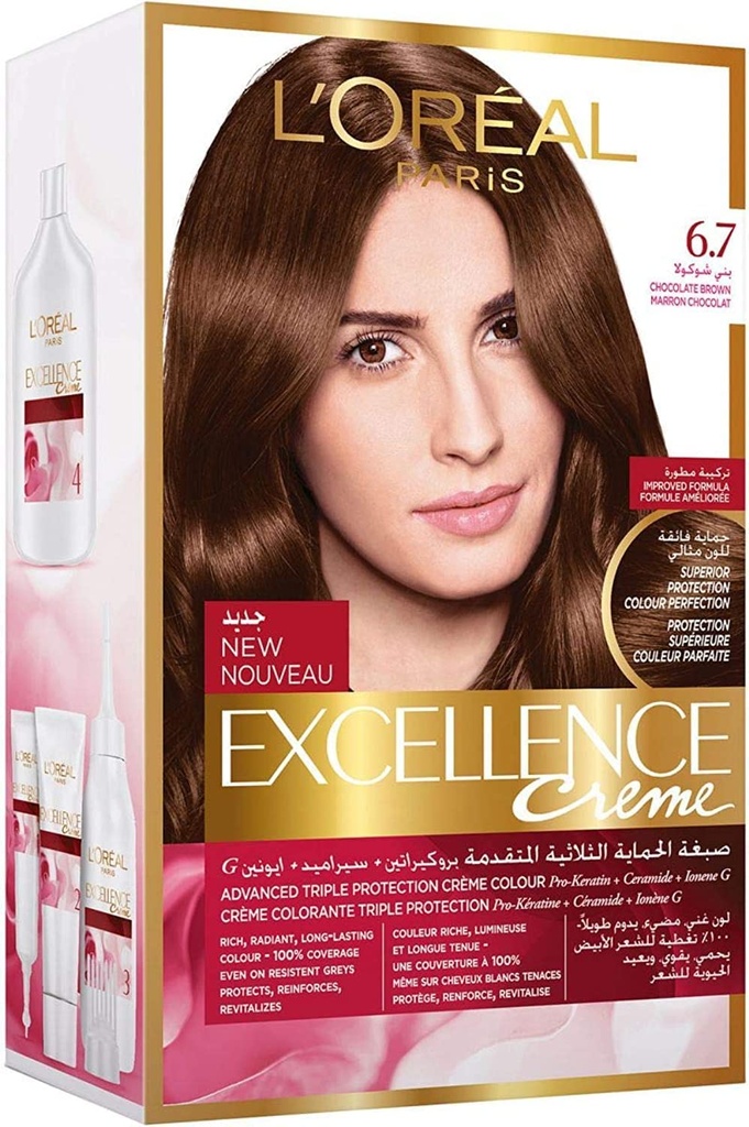 L'oreal Paris Hair Developer Excellence Creme 6.7 Chocolate Brown