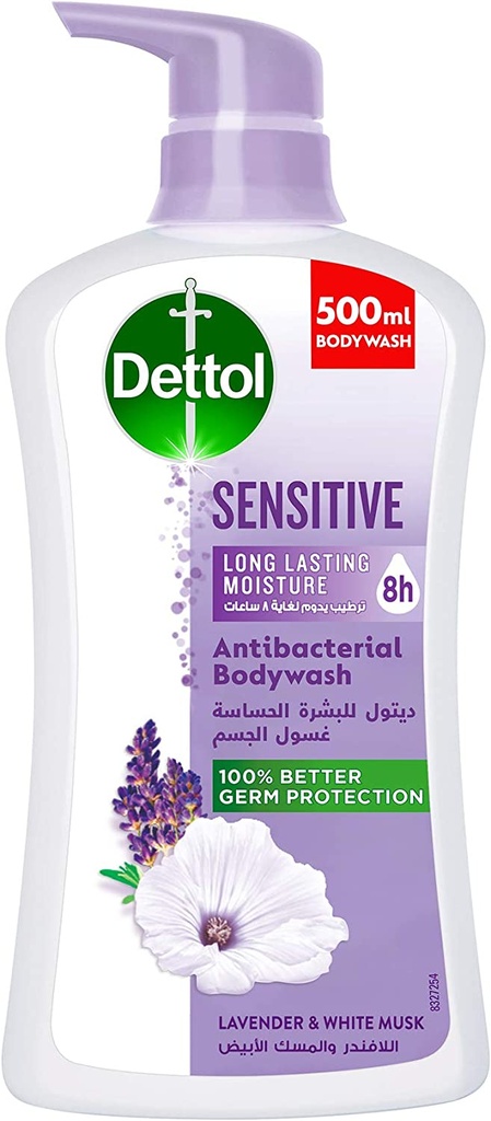 Dettol Sensitive Shower Gel & Body Wash  Lavender & White Musk Fragrance 500ml
