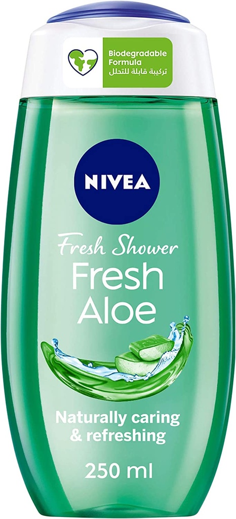 Nivea Shower Gel Body Wash Fresh Aloe Natural Aloe Vera Fresh Scent 250ml