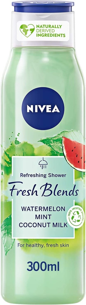 Nivea Shower Gel Body Wash Fresh Blends Watermelon Mint And Coconut Milk 300ml