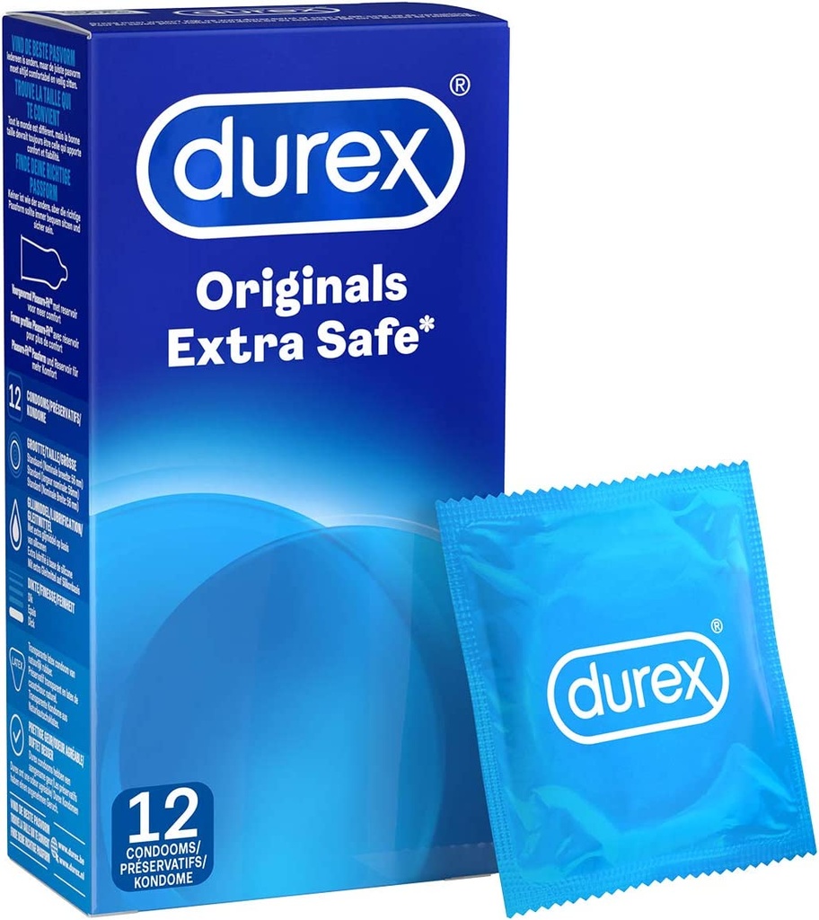 Durex Extra Safe Extra Lubed Condoms For Men - 12 Pieces