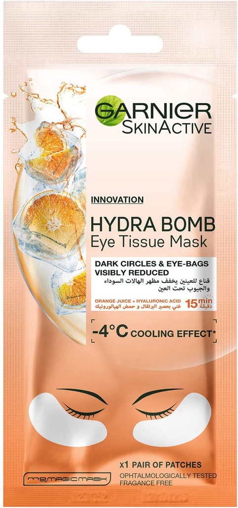 Garnier Skinactive Orange Juice Hydrating Eye Tissue Mask For Anti-dark Circles 6g