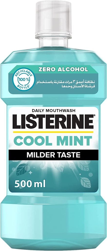 Listerine Cool Mint Daily Mouthwash Milder Taste Mint Flavour 500ml