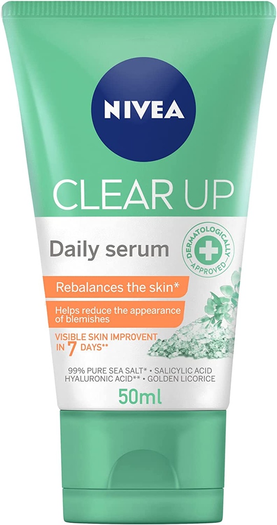 Nivea Face Serum Daily Clear Up Reduces Blemishes Anti-acne Sea Salt Salicylic & Hyaluronic Acid 50ml