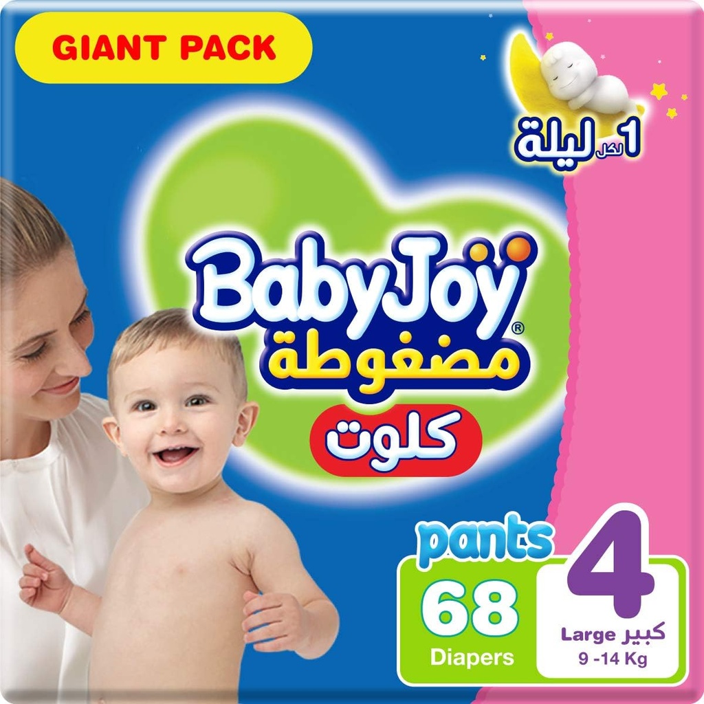 Babyjoy Compressed Culotte Size 4 Large Giant Pack 9 To 14 Kg Count 68