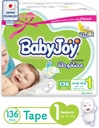 Babyjoy Compressed Diamond Pad Size 1 Newborn 0-4 Kg Jumbo Box 136 Diapers