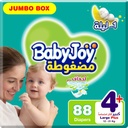Babyjoy Compressed Diamond Pad Size 4+ Large+ 12-21 Kg Jumbo Box 88 Diapers