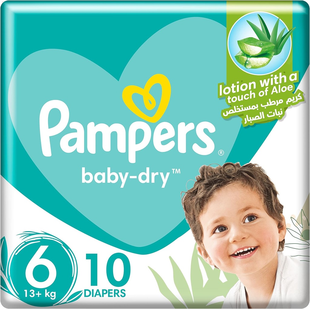 Pampers Baby-dry Diapers With Aloe Vera Lotion And Leakage Protection Size 6 13+ Kg 10 Diapers