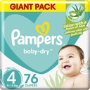 Pampers Baby-dry Size 4 Maxi 9-14 Kg Giant Pack 76 Diapers