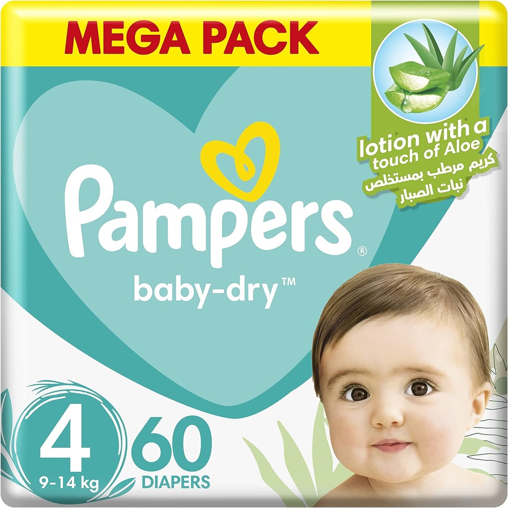 Pampers Baby-dry Size 4 Maxi 9-14 Kg Mega Pack 60 Diapers