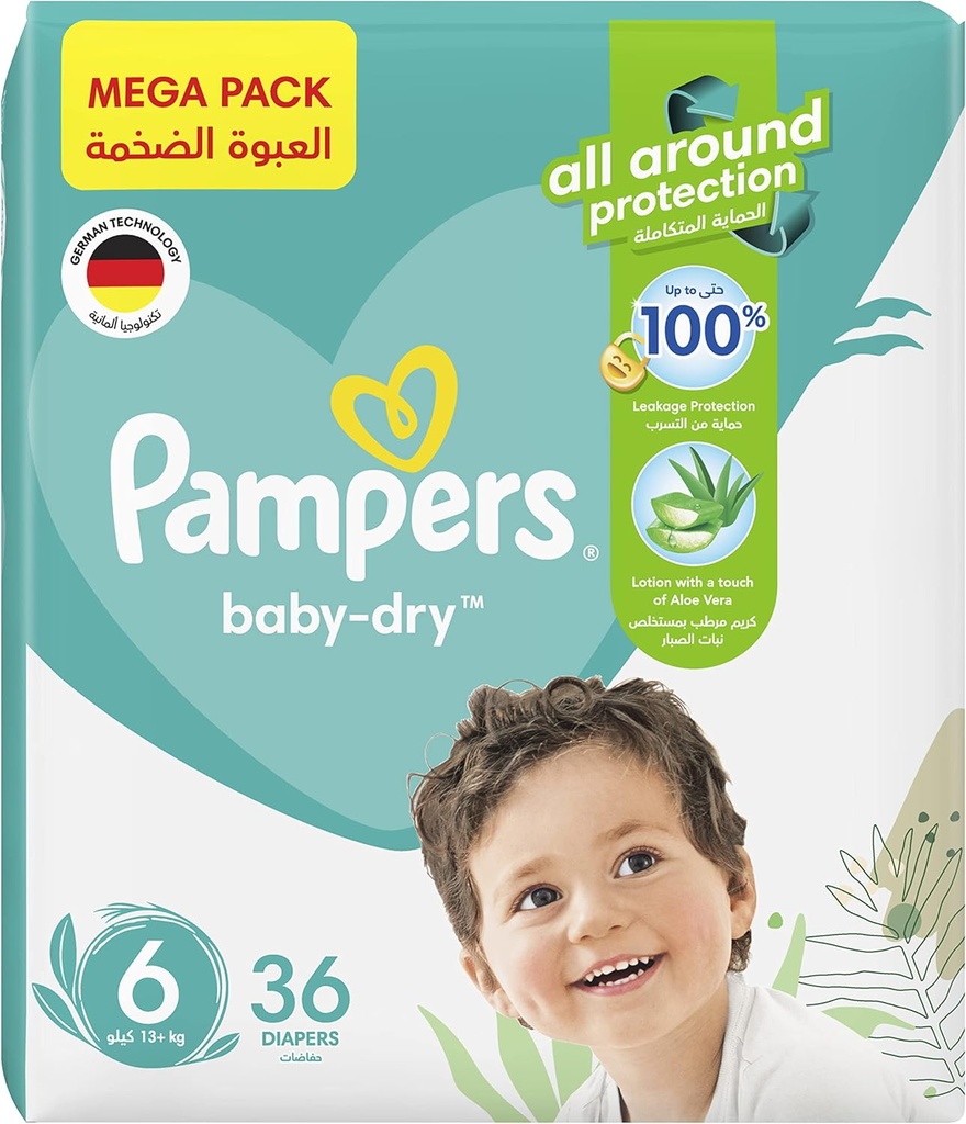 Pampers Baby-dry Size 6 Extra Large 13+ Kg Mega Pack 36 Diapers