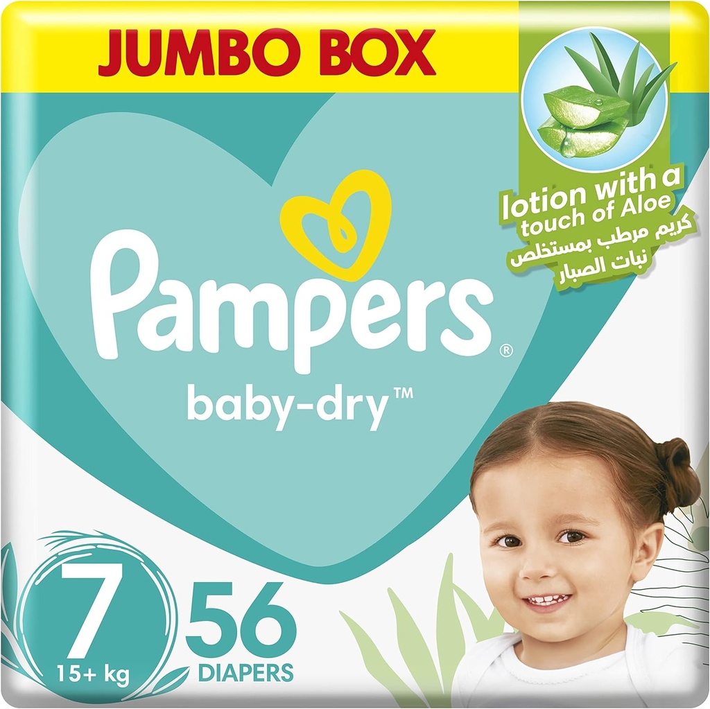 Pampers Baby-dry Size 7 Extra Large+ 15+ Kg Jumbo Box 56 Diapers