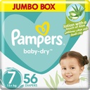 Pampers Baby-dry Size 7 Extra Large+ 15+ Kg Jumbo Box 56 Diapers