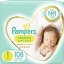 Pampers Premium Care Size 1 Newborn 2-5 Kg Mega Pack 108 Diapers