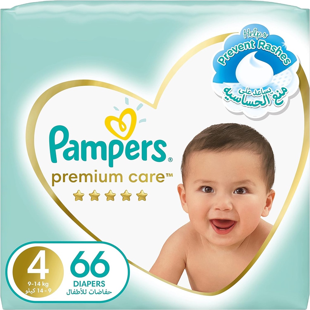 Pampers Premium Care Size 4 Maxi 9-14 Kg Super Saver Pack 66 Diapers