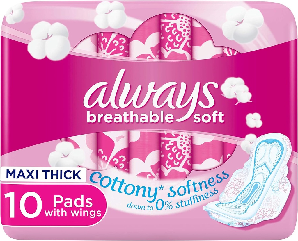 Always Breathable Soft Maxi Thick Large Sanitary Pads With Wings 10 Pads
