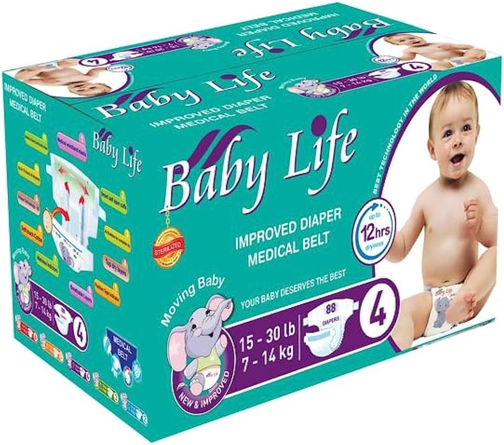Baby Life Diapers Number (4) (88 Diapers) Box