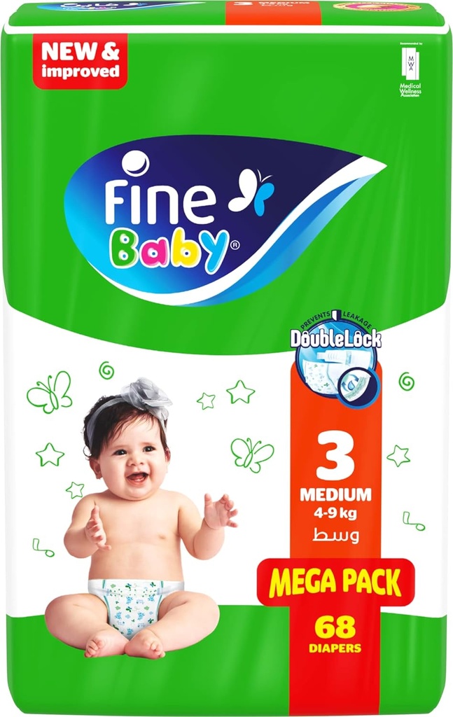 Fine Baby Size 3 Medium 4â€“9kg 68 Diapers