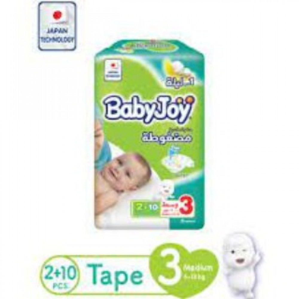 Babyjoy Compressed Diamond Pad Size 3 Medium 6 To 12 Kg Saving Pack 12 Diapers